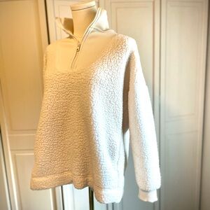 Aerie white sherpa half zip